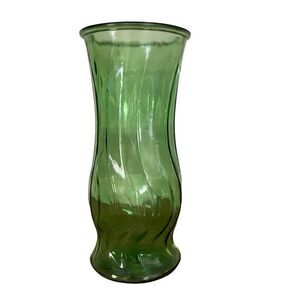 Vintage Green Pressed Glass Vase Swirl Design Flowers Home Decor